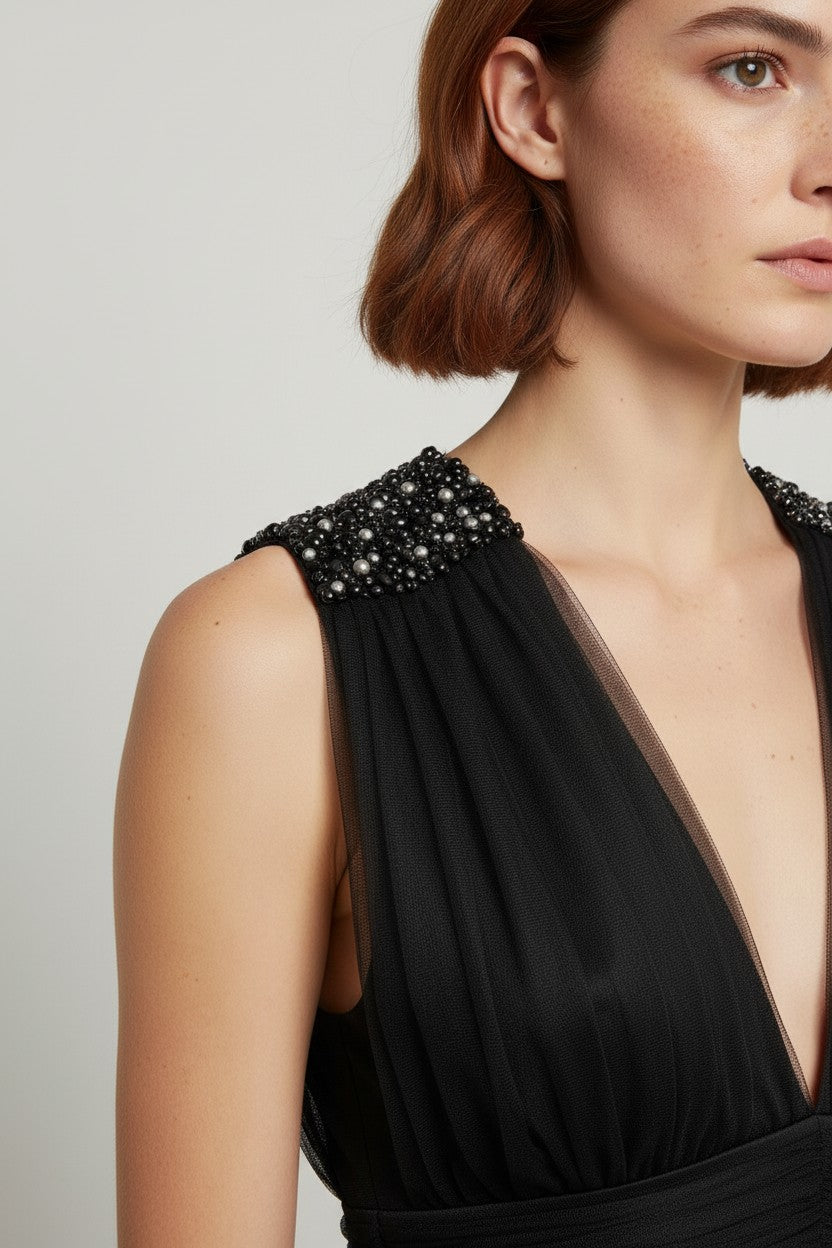 Jeane Blush Damen Top Schwarz Größe L