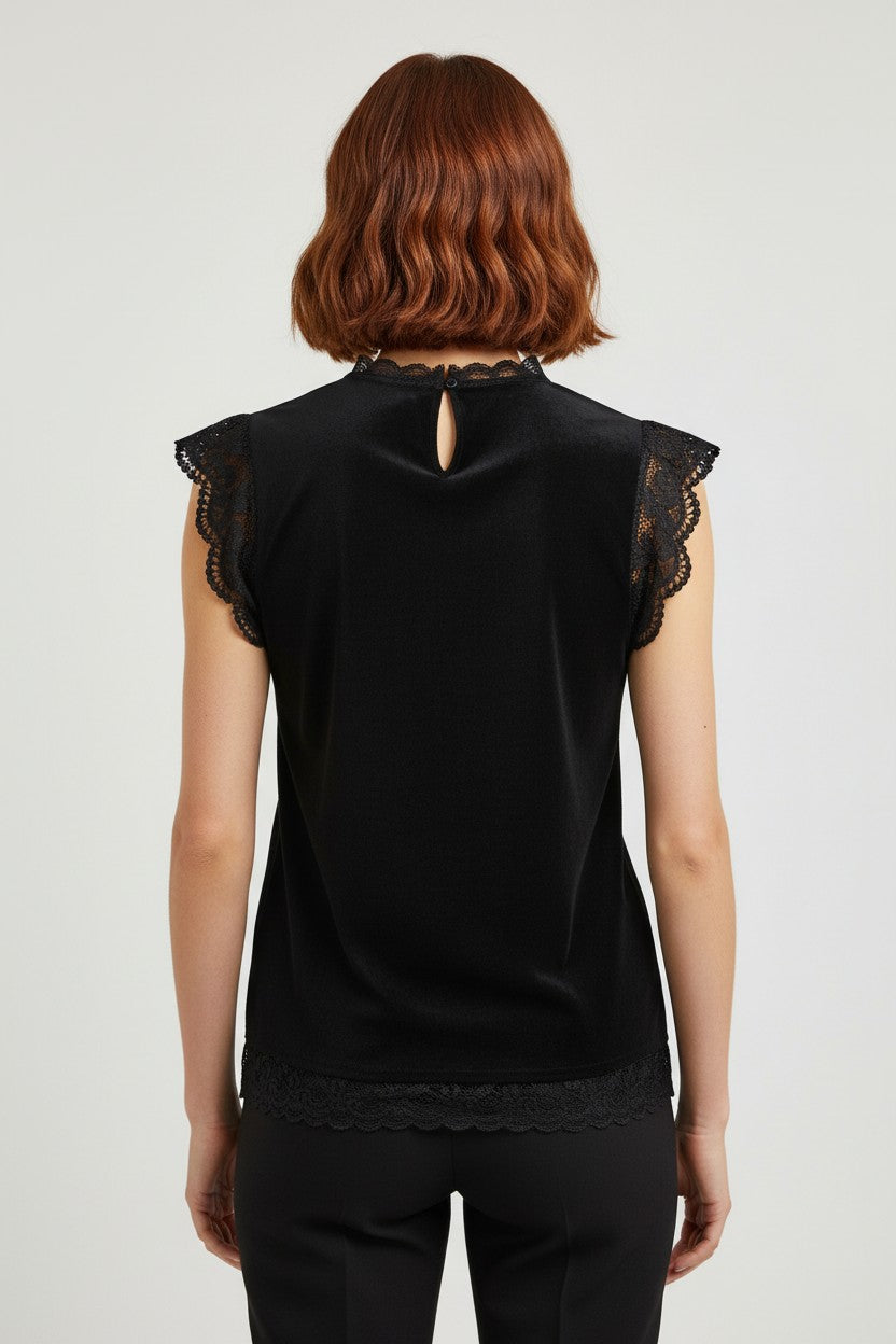 Pieces Damen Top Schwarz Größe XXL