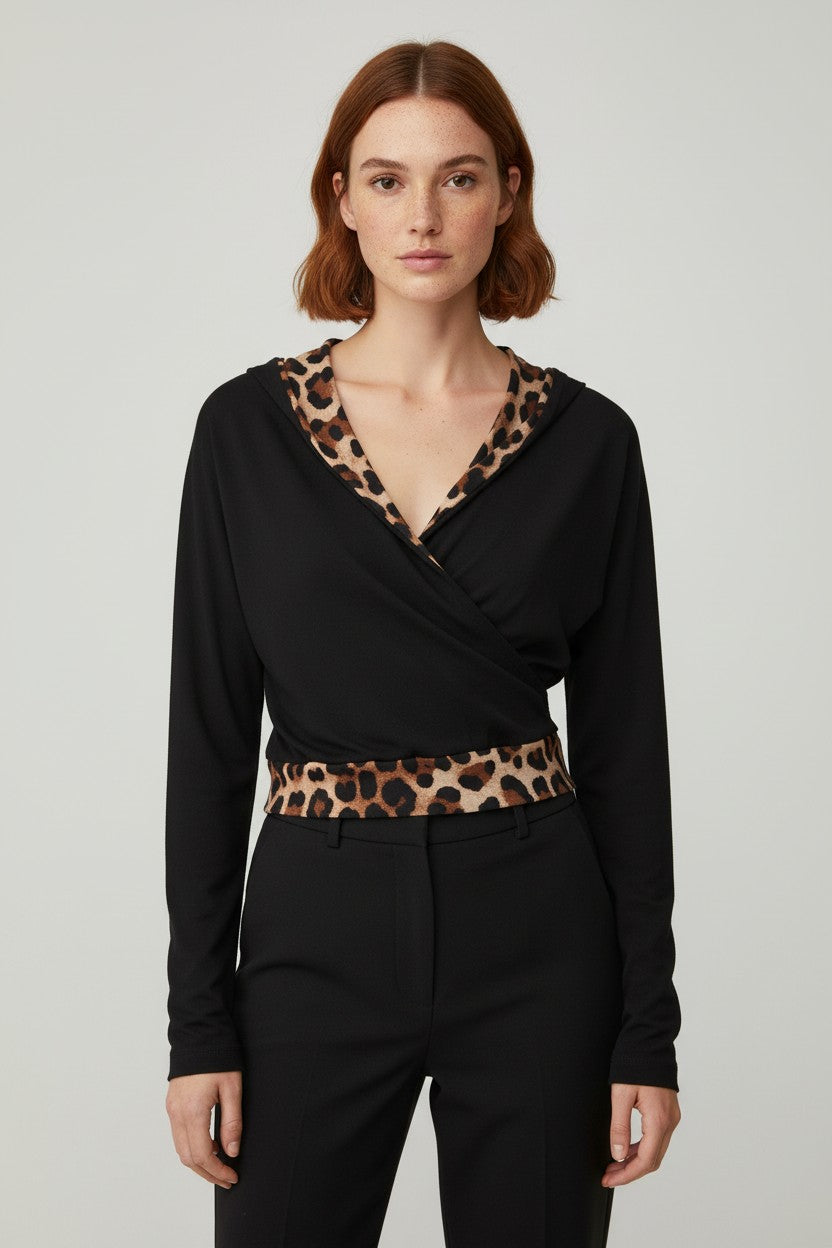 Sirmaza Damen Top Schwarz Mehrfarbig Größe XL