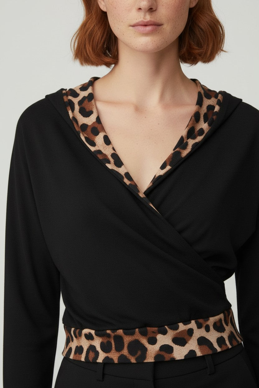 Sirmaza Damen Top Schwarz Mehrfarbig Größe XL