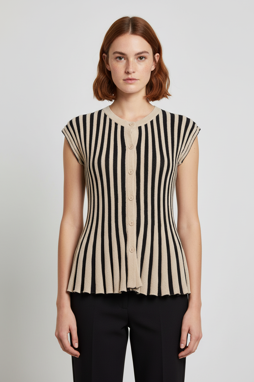 Zara Damen Top Schwarz Beige Größe S