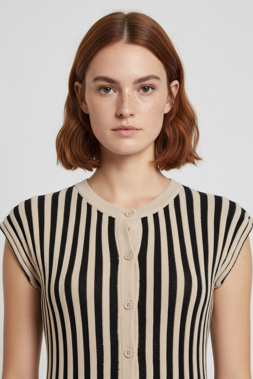 Zara Damen Top Schwarz Beige Größe S