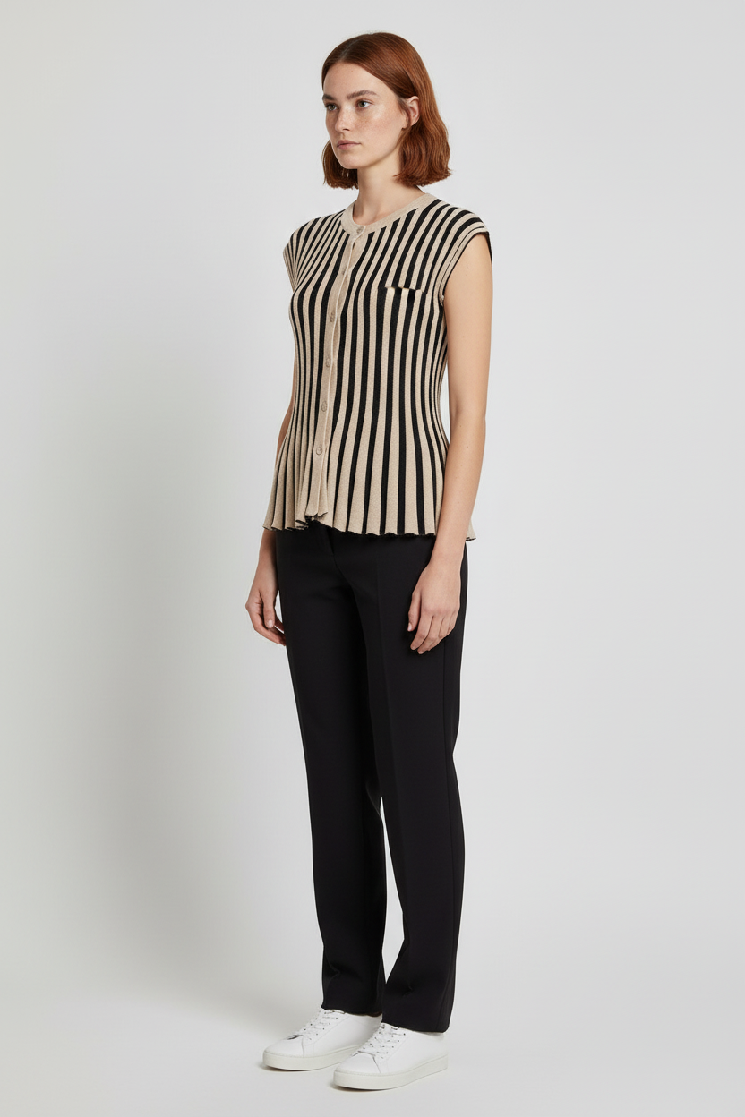 Zara Damen Top Schwarz Beige Größe S