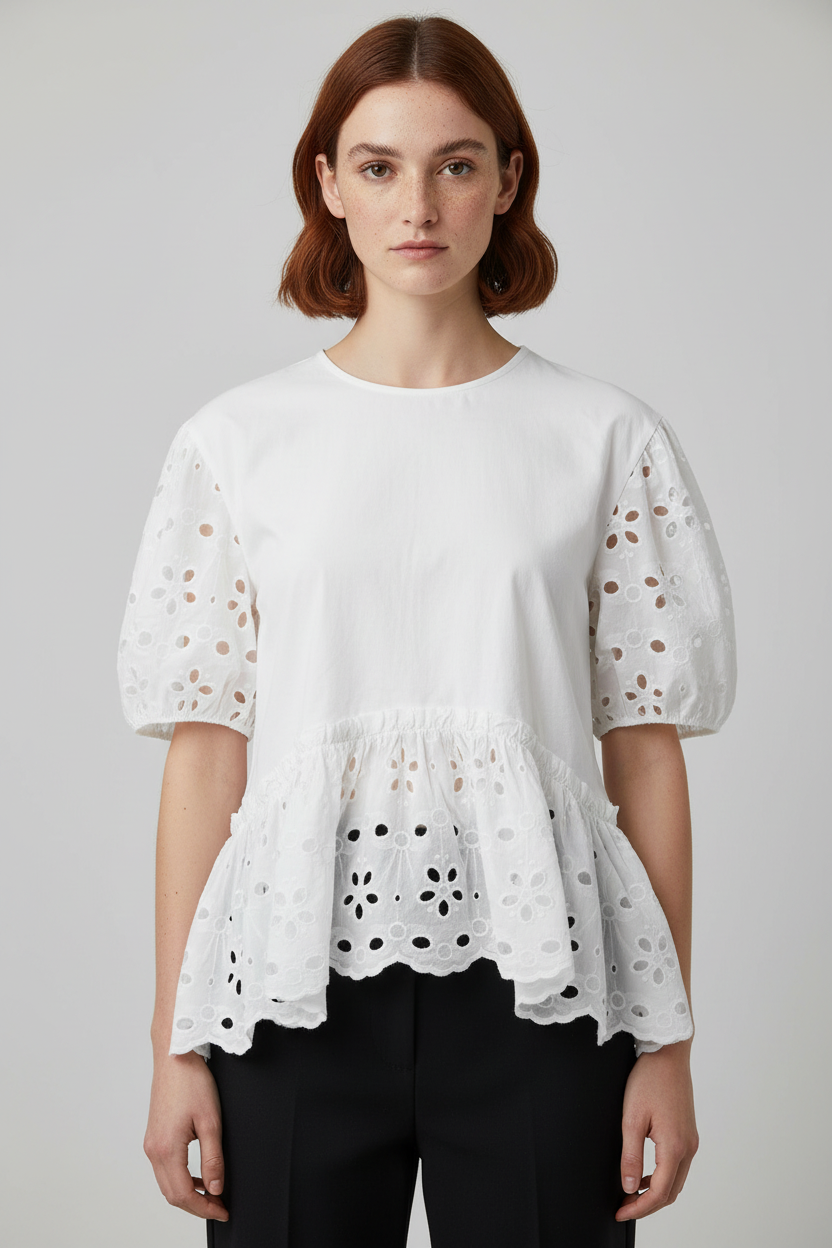 Zara Damen Top Weiß Größe L