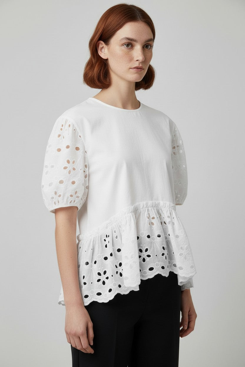Zara Damen Top Weiß Größe L