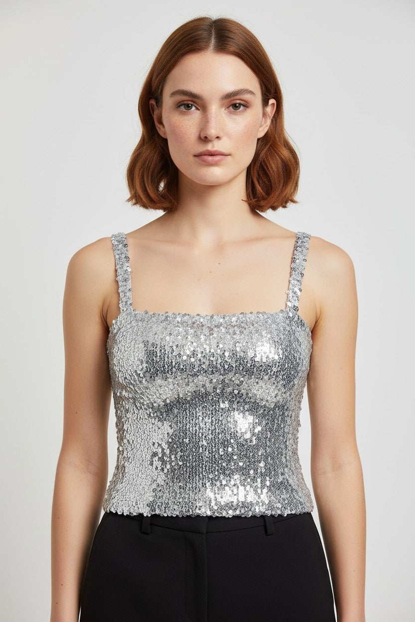 Damen Crop Top Silber Größe M