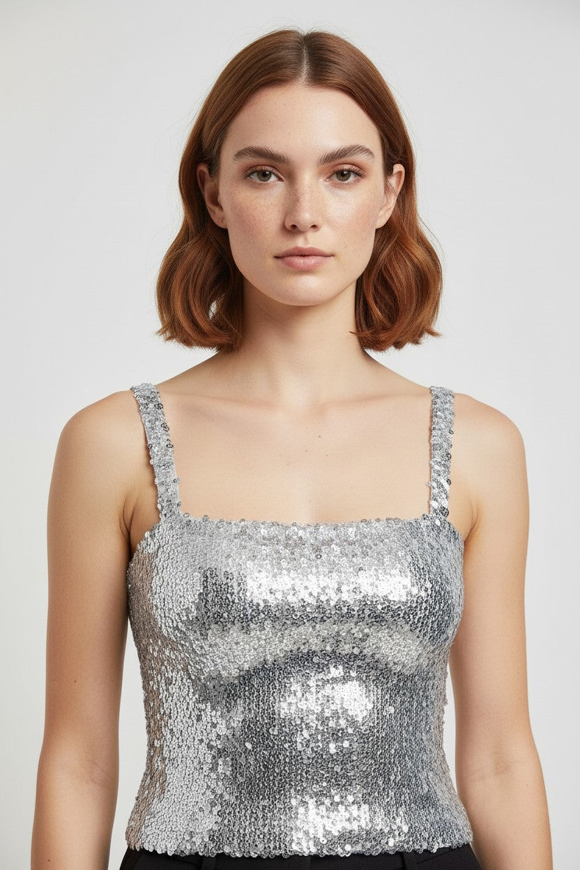 Damen Crop Top Silber Größe M