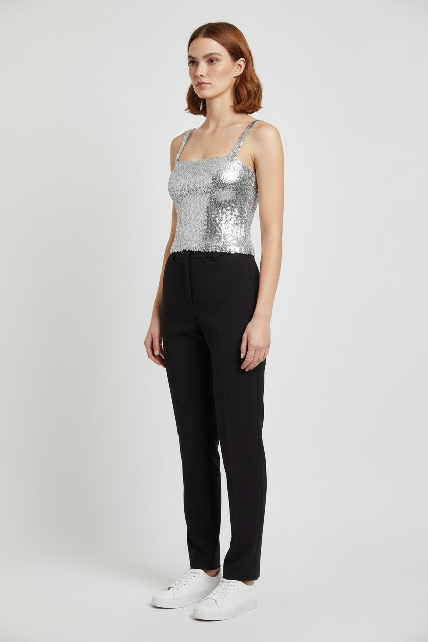Damen Crop Top Silber Größe M