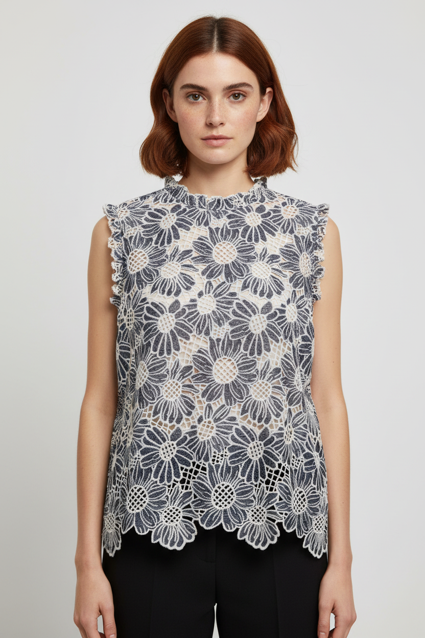Adiva Damen Top Blau Weiß Größe XL