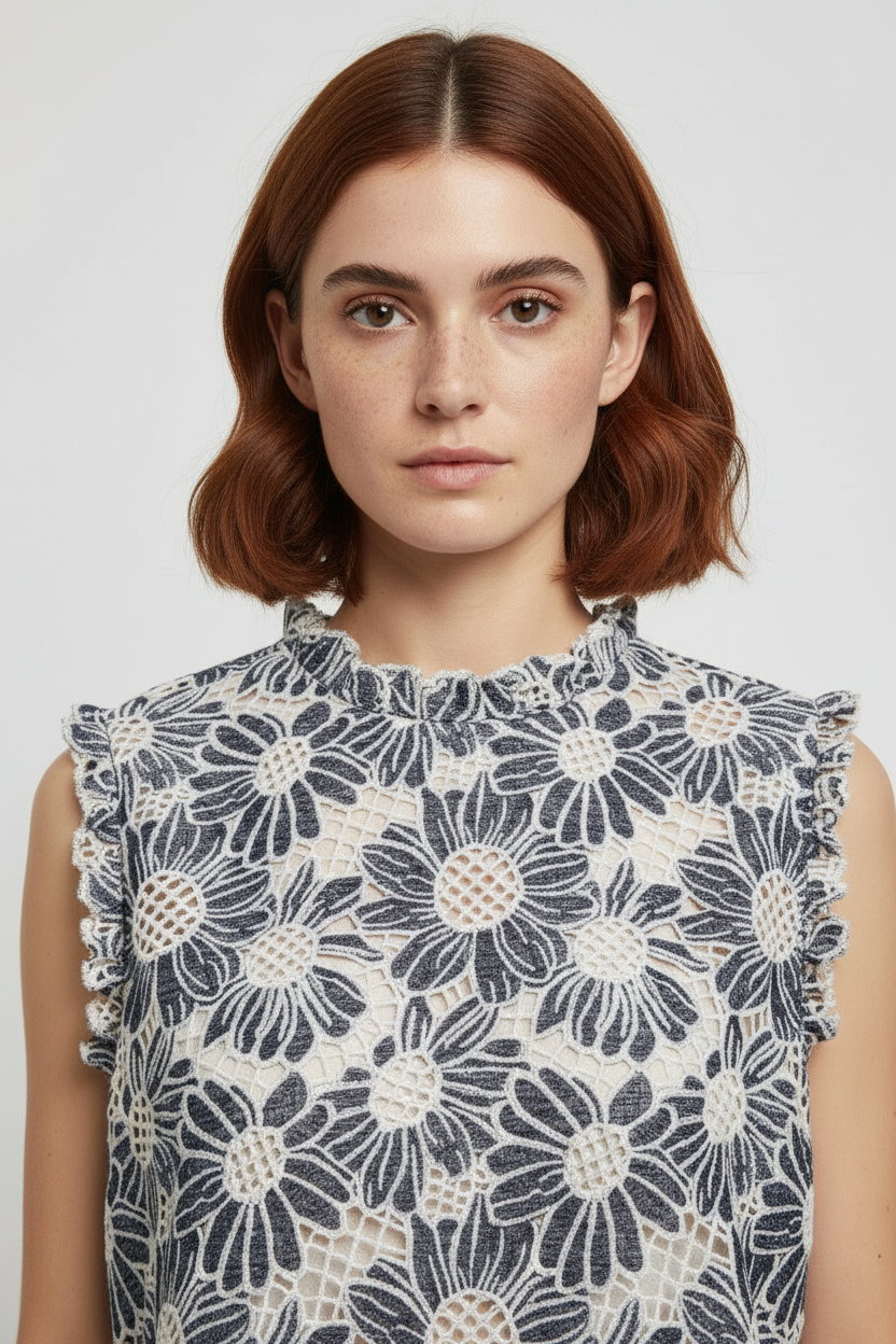 Adiva Damen Top Blau Weiß Größe XL