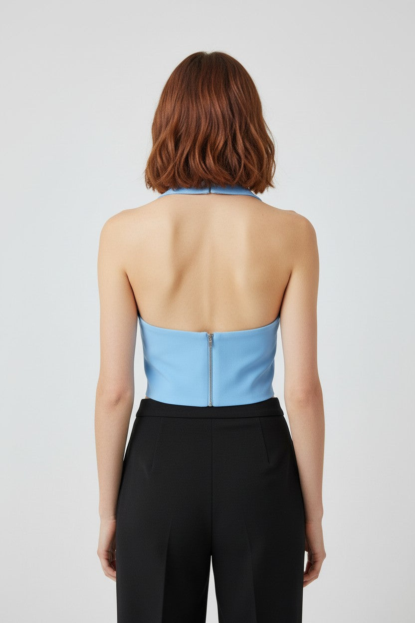 Alice + Olivia Damen Crop Top Blau Größe S