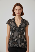 Bcbgmaxazria Damen Top Schwarz Grau Weiß Größe XS