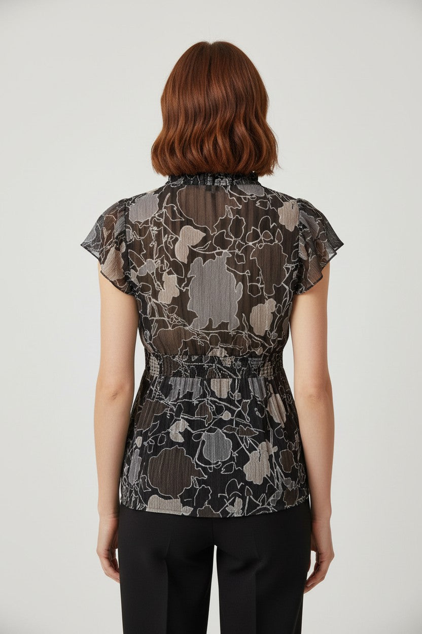 Bcbgmaxazria Damen Top Schwarz Grau Weiß Größe XS