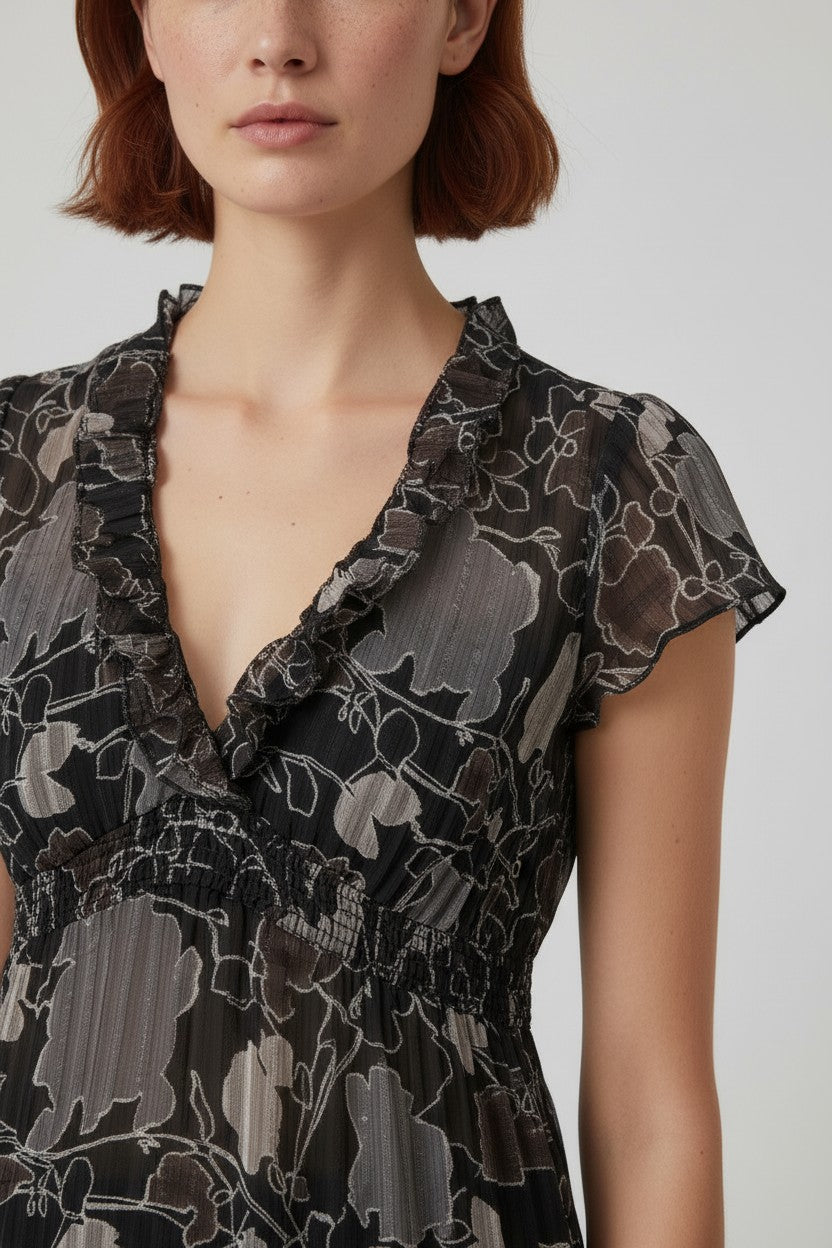 Bcbgmaxazria Damen Top Schwarz Grau Weiß Größe XS