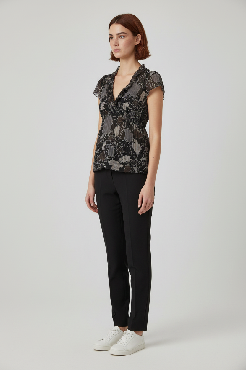 Bcbgmaxazria Damen Top Schwarz Grau Weiß Größe XS
