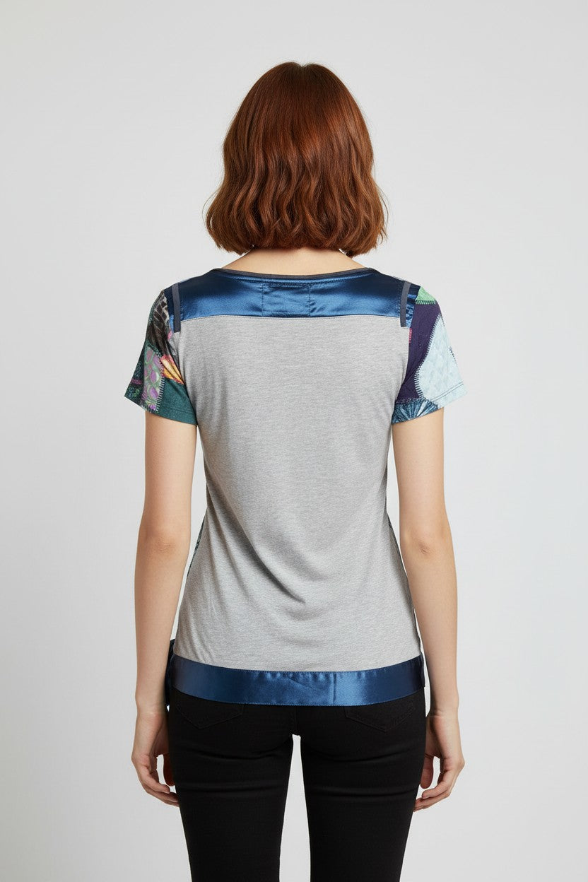 Desigual Damen Top Blau Mehrfarbig Größe S
