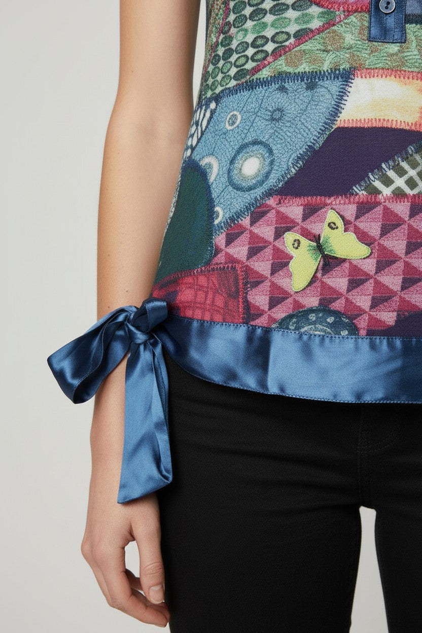 Desigual Damen Top Blau Mehrfarbig Größe S