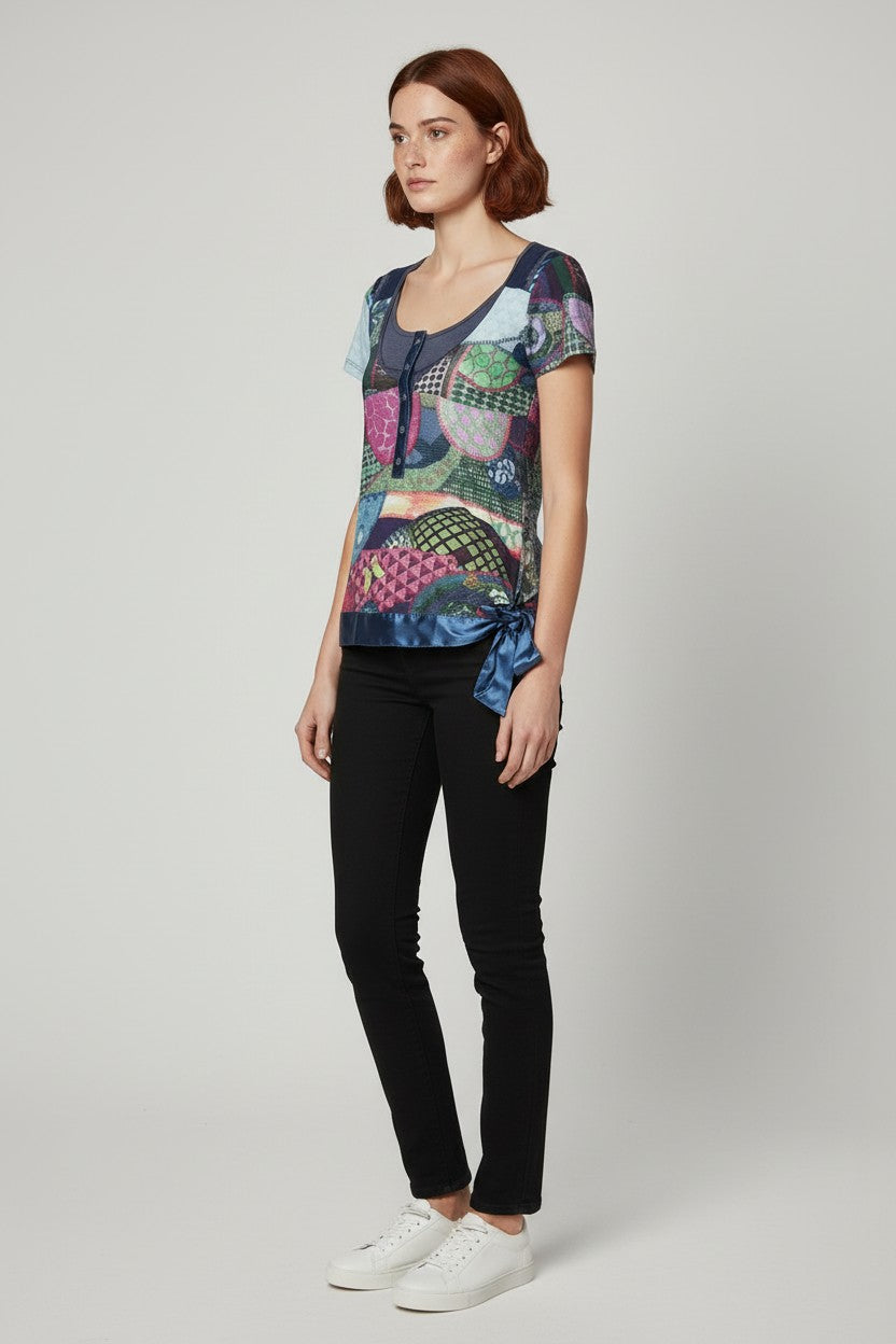 Desigual Damen Top Blau Mehrfarbig Größe S