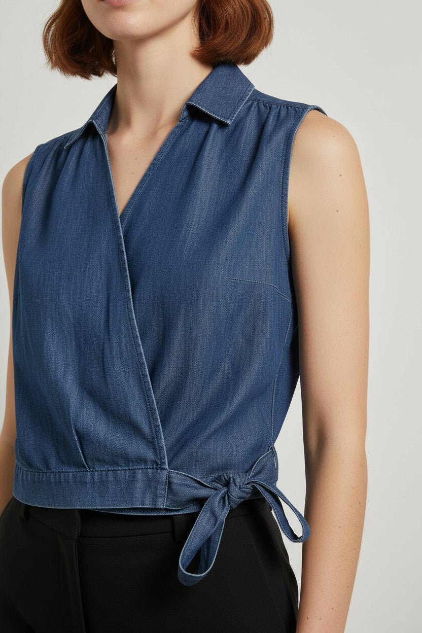 ESPRIT Damen Wickeltop Blau Größe XL