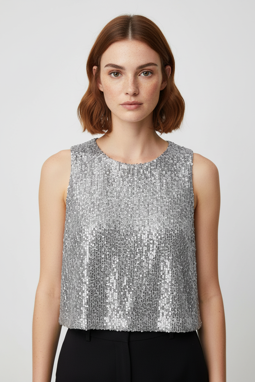 H&M Damen Top Silber Größe XL