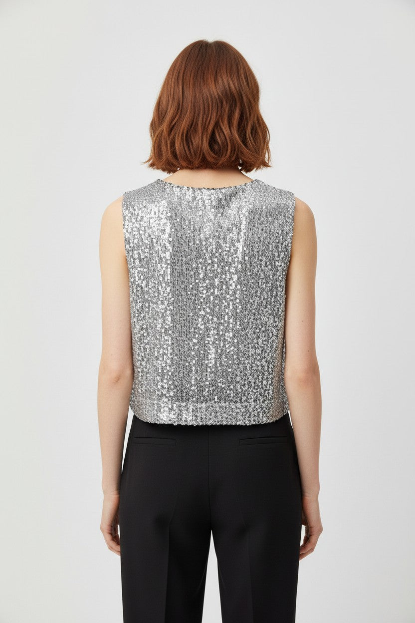 H&M Damen Top Silber Größe XL
