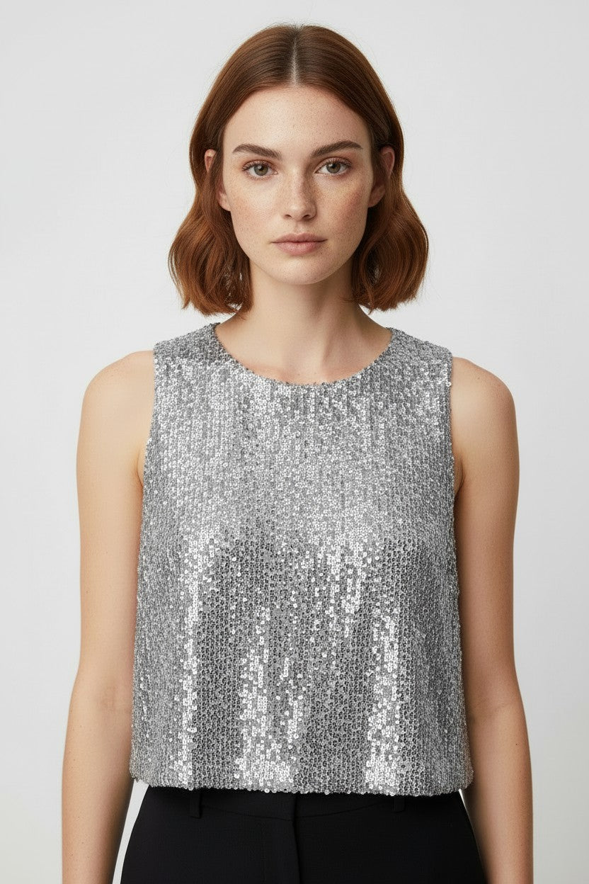 H&M Damen Top Silber Größe XL