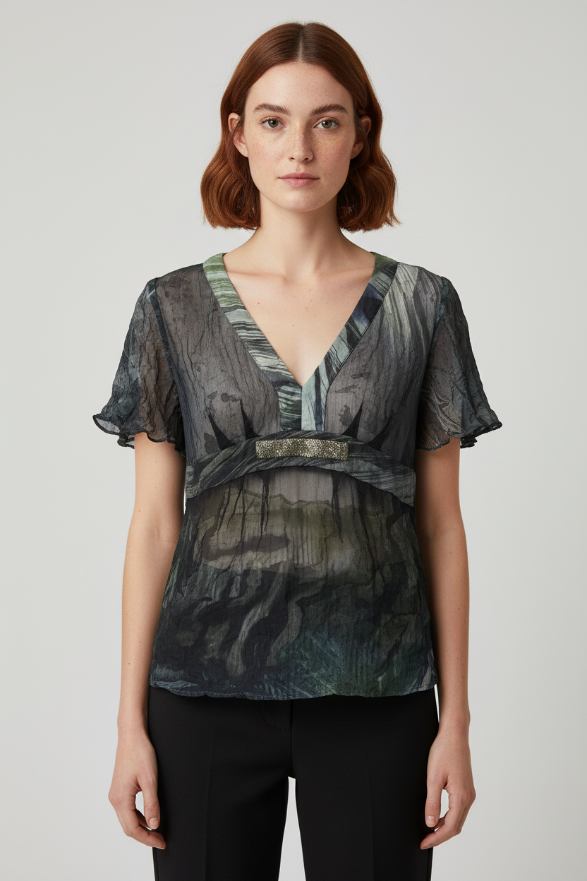 Liu Jo Damen Top Grün Blau Mehrfarbig Größe S