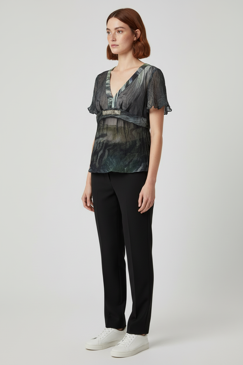 Liu Jo Damen Top Grün Blau Mehrfarbig Größe S