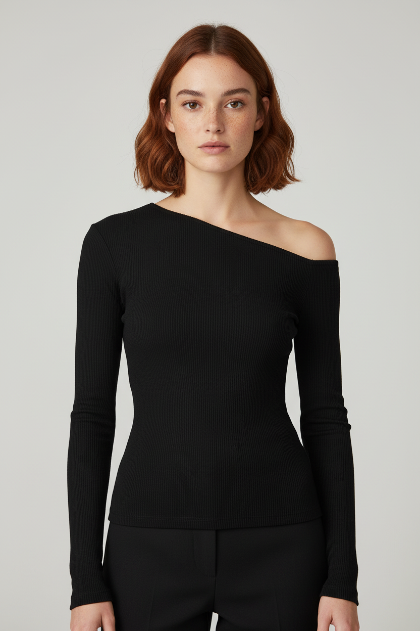NA-KD Damen Off Shoulder Jersey Top Schwarz Größe S