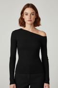 NA-KD Damen Off Shoulder Jersey Top Schwarz Größe S