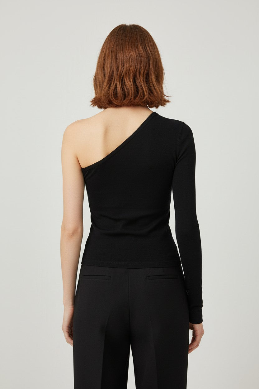 NA-KD Damen Off Shoulder Jersey Top Schwarz Größe S