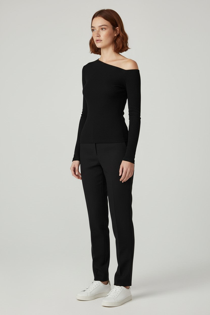 NA-KD Damen Off Shoulder Jersey Top Schwarz Größe S