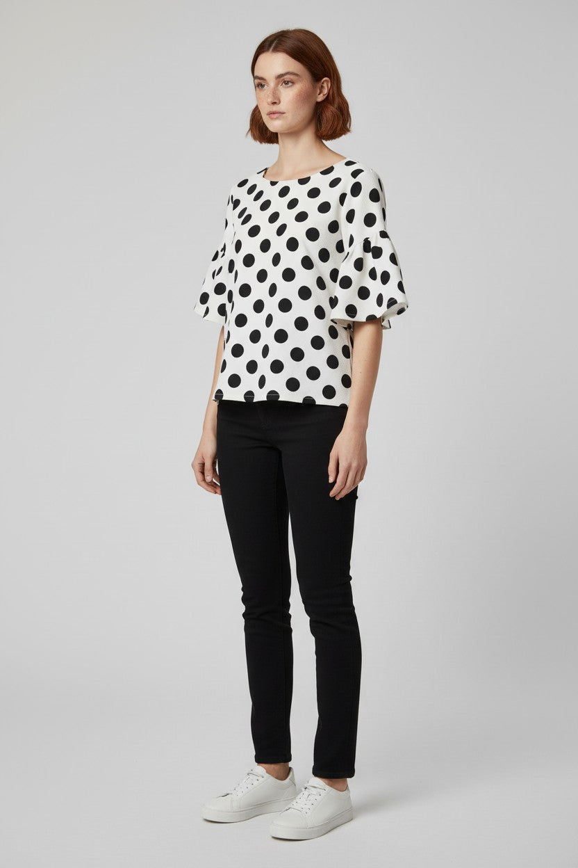 Reserved Damen Top Weiß Schwarz Größe XL