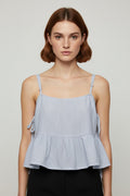 Stradivarius Damen Top Blau Weiß Größe M