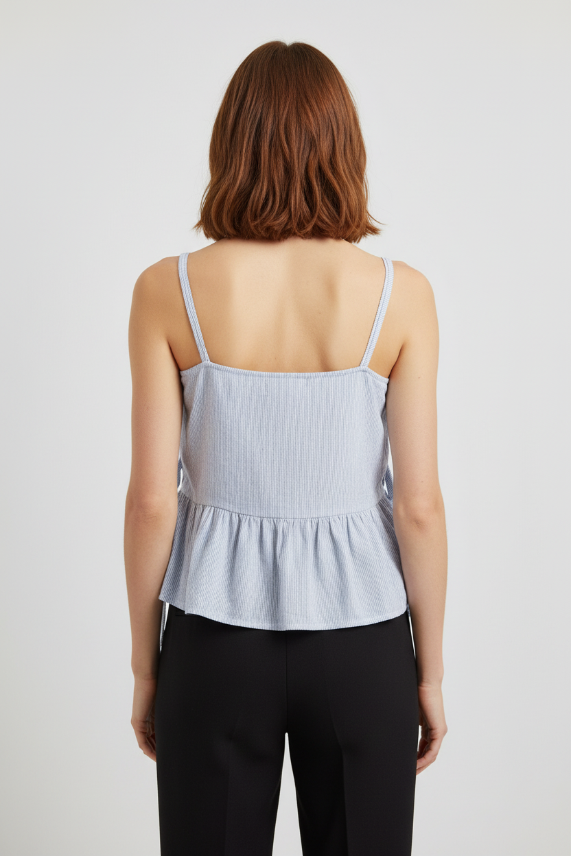 Stradivarius Damen Top Blau Weiß Größe M