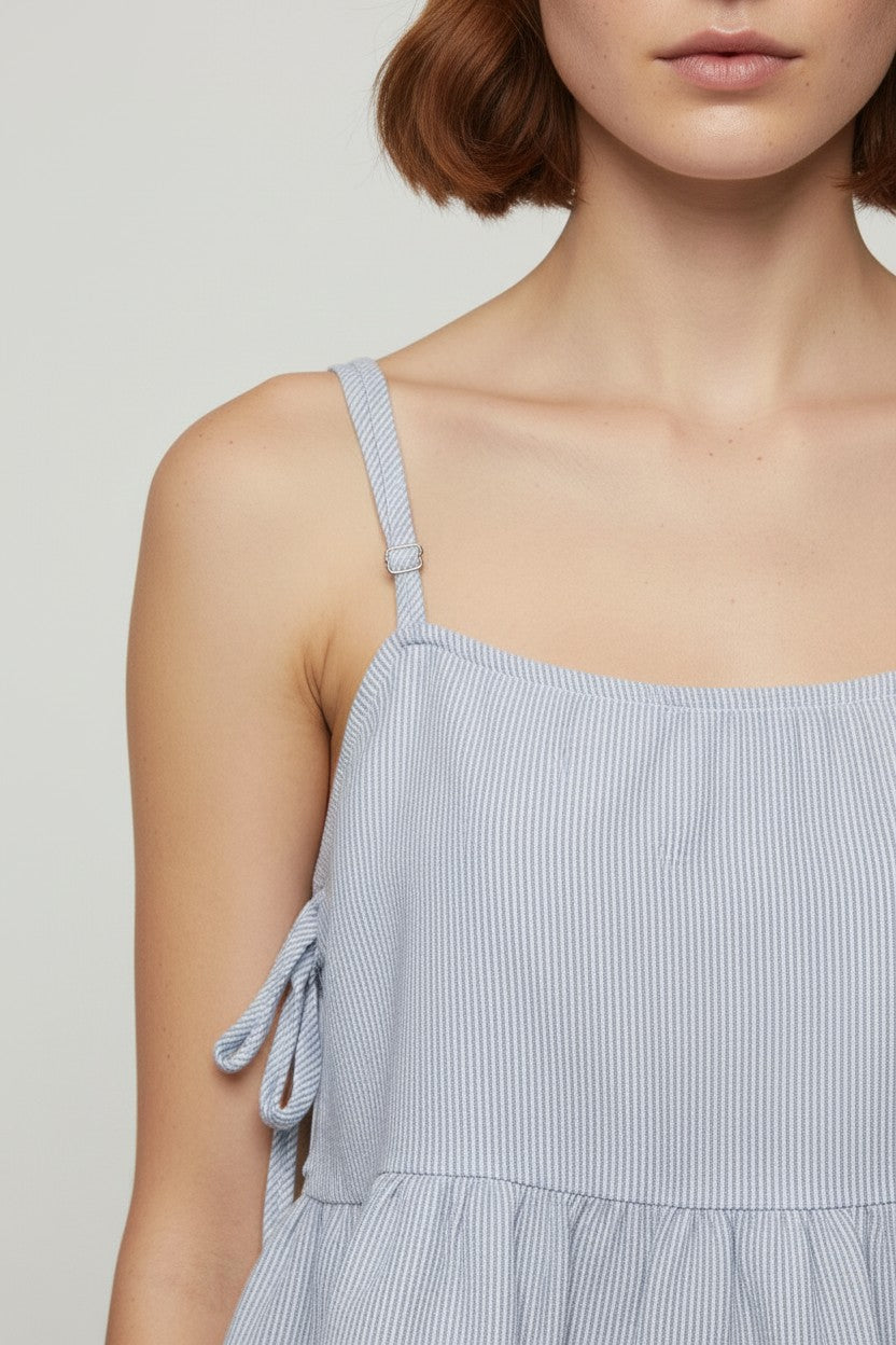 Stradivarius Damen Top Blau Weiß Größe M