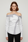 Zara Damen Top Weiß Grau Größe L
