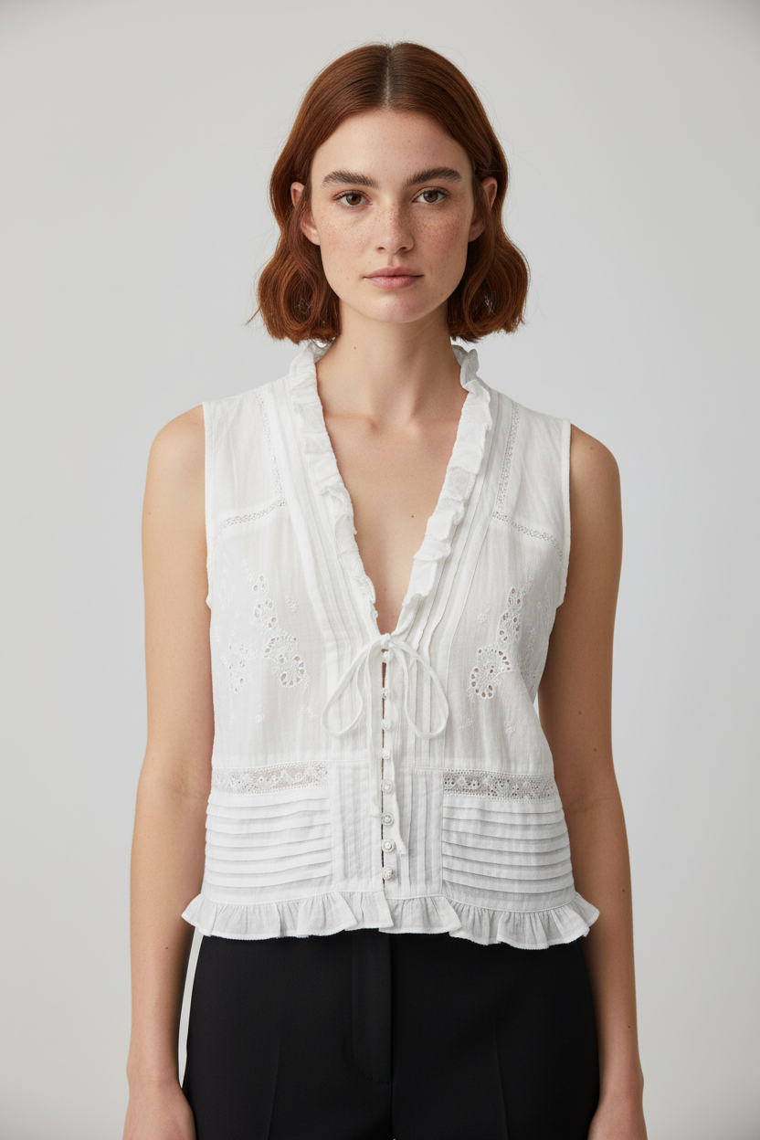 Zara Damen Top Weiß Größe M
