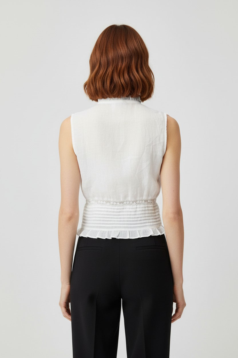 Zara Damen Top Weiß Größe M