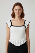 Zara Damen Top Weiß Schwarz Größe L