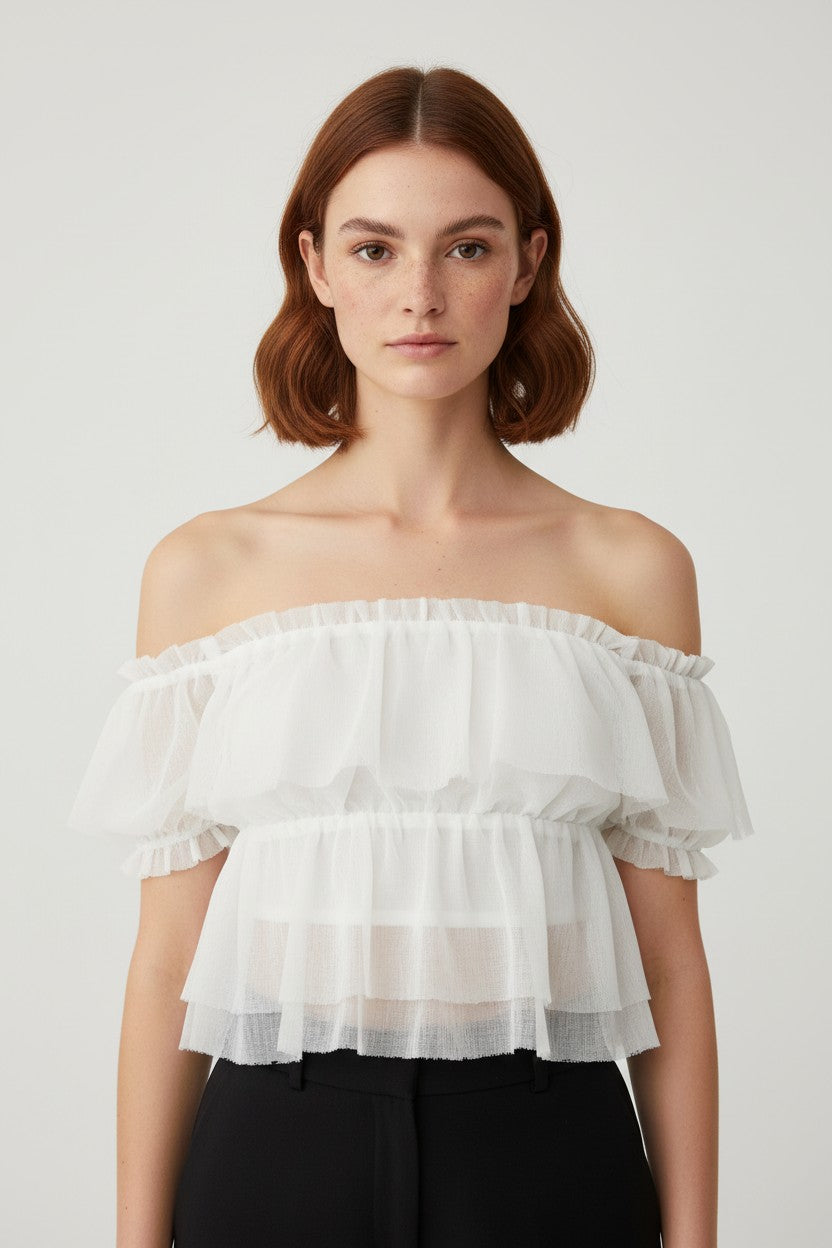 Zara Damen Tube Top Weiß Größe S