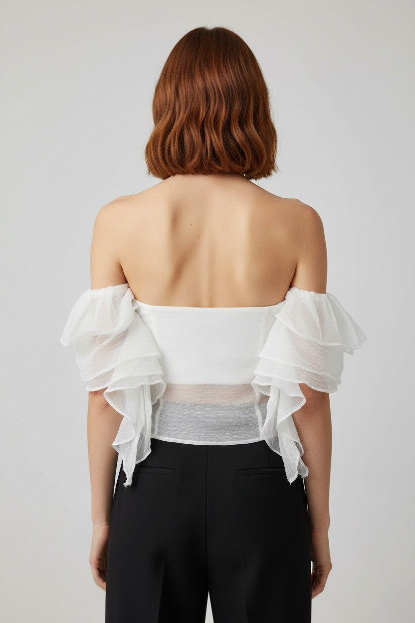 Zara Damen Tube Top Weiß Größe S