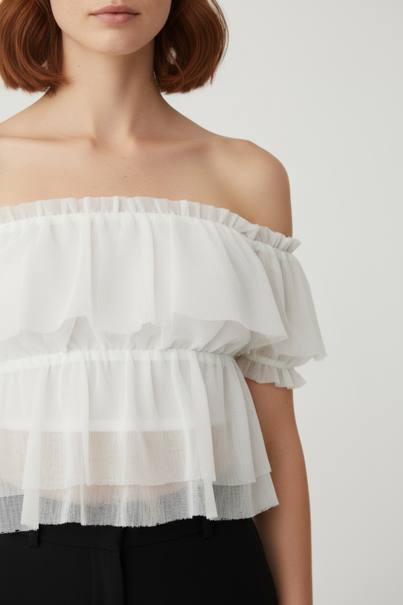Zara Damen Tube Top Weiß Größe S