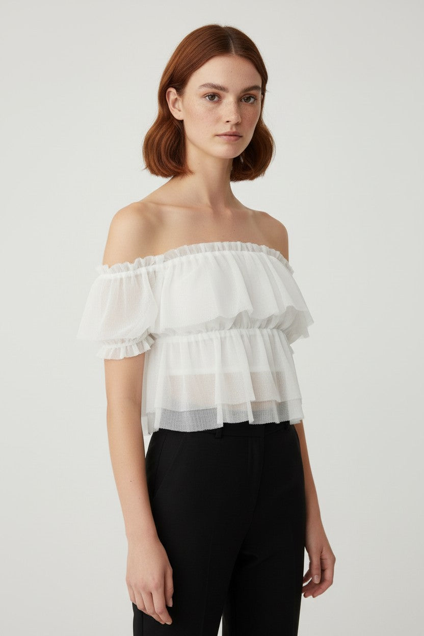 Zara Damen Tube Top Weiß Größe S