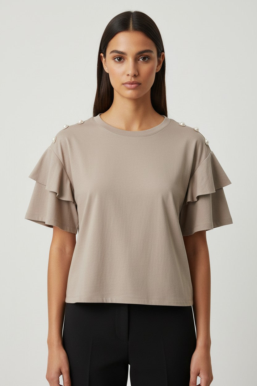 Custommade Damen Top Beige Größe S
