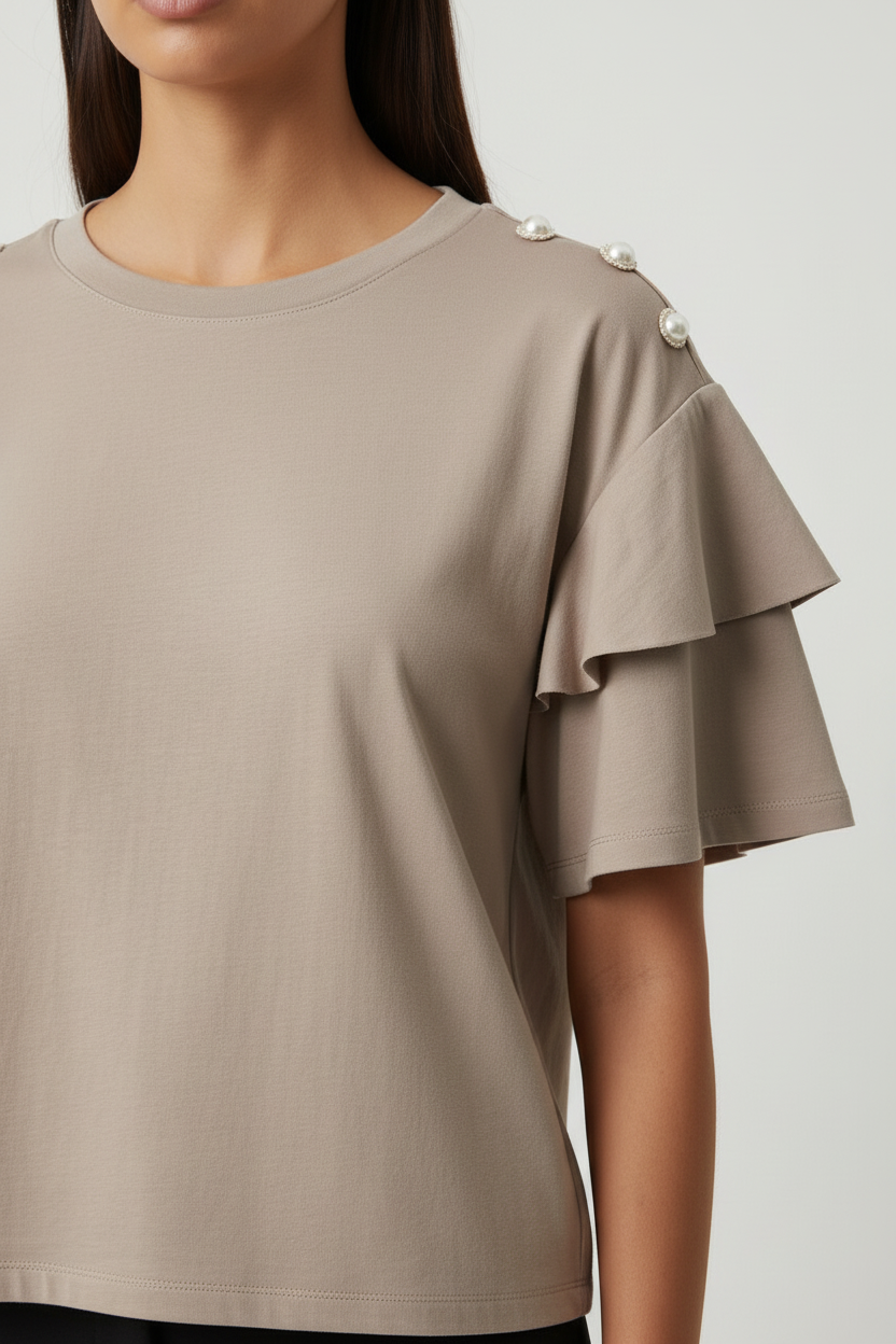 Custommade Damen Top Beige Größe S