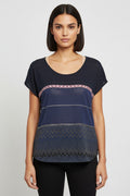 Desigual Damen Top Blau Mehrfarbig Größe 2XL