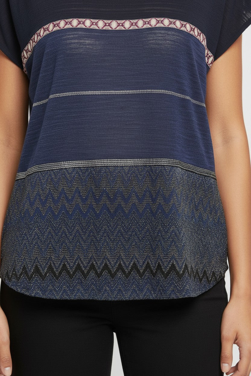 Desigual Damen Top Blau Mehrfarbig Größe 2XL