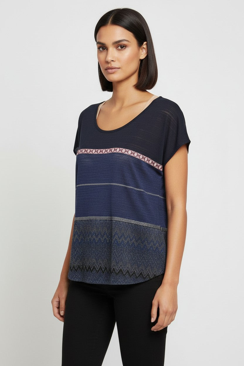 Desigual Damen Top Blau Mehrfarbig Größe 2XL