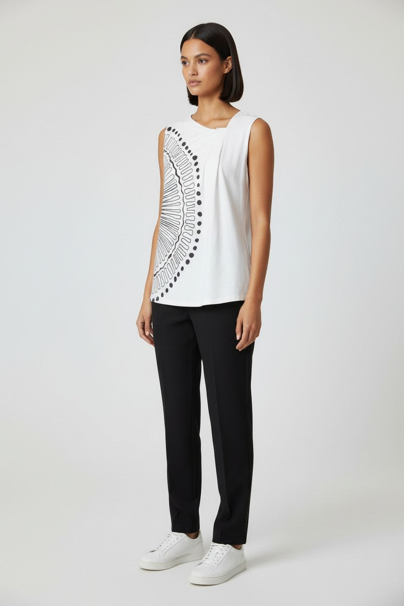 Desigual Damen Top Weiß Schwarz Größe XL
